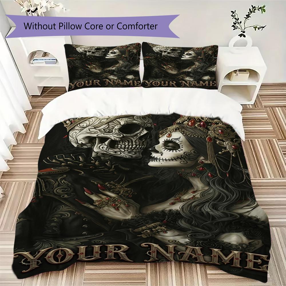 Custom Name Wolf Yin Yang Spirit Bedding,Quilt Set Quilt Cover Pillowcase Home Birthday Gift(1 * duvet cover + 2 * pillowcase, without core)_lx