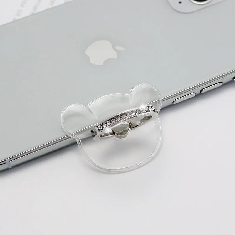 Transparent Finger Ring Mobile Phone Holder Universal Smartphone Clear Stand Support Cell Phone Car Mount For iPhone 15 Xiaomi