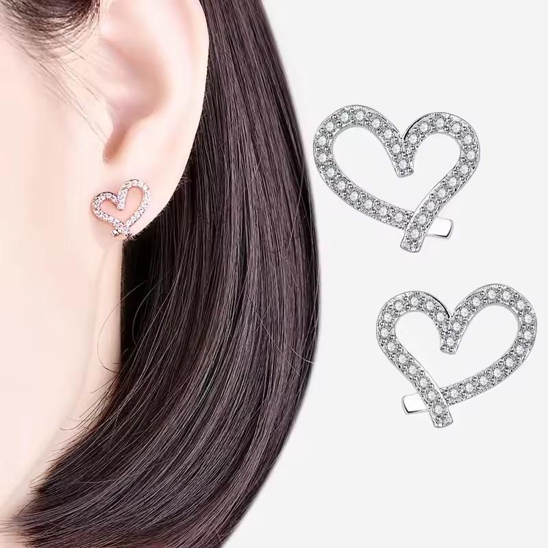 925 Silver Earrings Heart for Women Jewelry Wedding Engagement Party Gifts cute