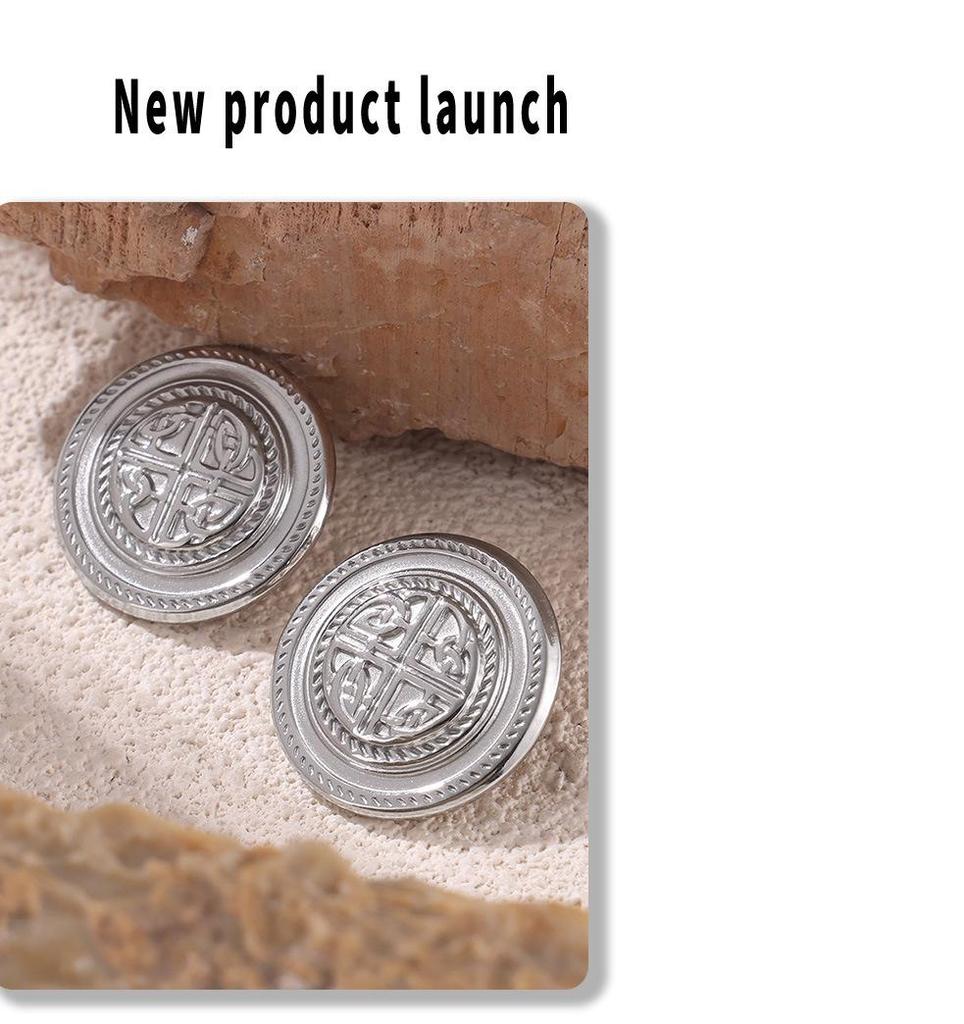 Vintage Minimalist Round Gold-Plated Titanium Steel Stud Earrings