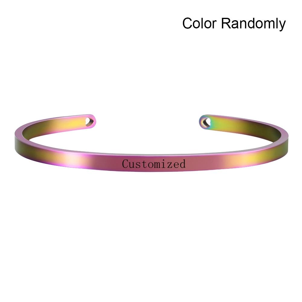 Neuer Regenbogen-Edelstahl-Armreif mit Gravur, positives, inspirierendes Zitat, Mantra-Armband, Geschenk für Frauen
