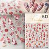 Nine-tailed Fox Chinese 5D Soft Reliefs Self Adhesive Nail Art Stickers Fox Mask Red Equinox Flowers 3D Manicure Decals
