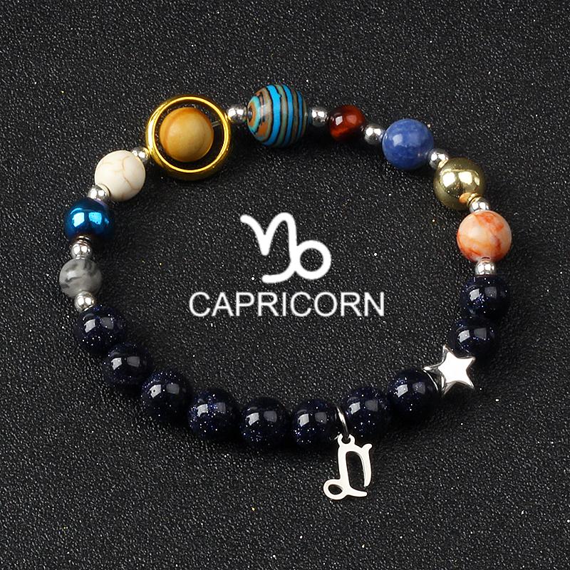 Solar System Galaxy Planets Bracelets for Women Women Zodiac Virgo Cancer Leo Libra 12 Constellation Charm Bracelet Jewelry Gift