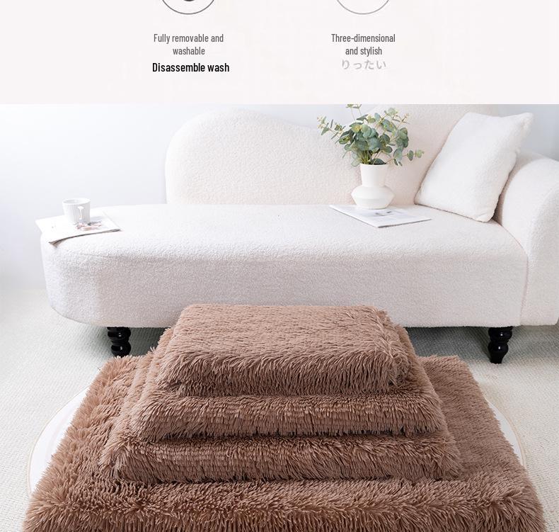 Plush Waterproof Pet Mattress: Warm, Removable, Washable Mat for Dogs & Cats
