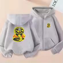 Children Zipper Cardigan Hoodies Cobra Tops Boy Black Girls Pink Sweatshirt Coat Long Sleeve Harajuku Casual Hooded Pullovers