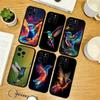 Colorful Hummingbird Phone Case For iPhone 17,16,15,14,13,12,11 Plus,Pro Max,XS,Soft Silicone Black Cover