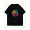 Crew Neck T Shirt White Rainbow Smile Face Print Casual Wear For Women Summer Outfits Street Style Fashion Top
