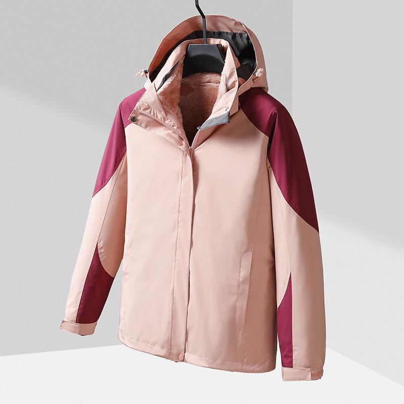 Winter Jacket Men's and Women's Color Matching Army Green Heat-sealed Waterproof Velvet Thick Jacket