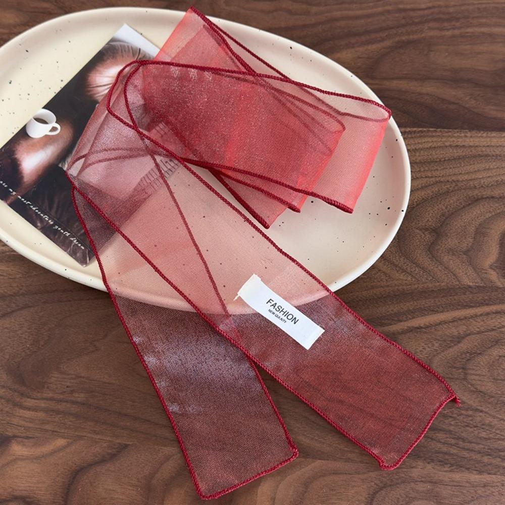 Y2K Silk Scarf Thin Organza Headscarf Decorative Long Skinny Scarf  Beach