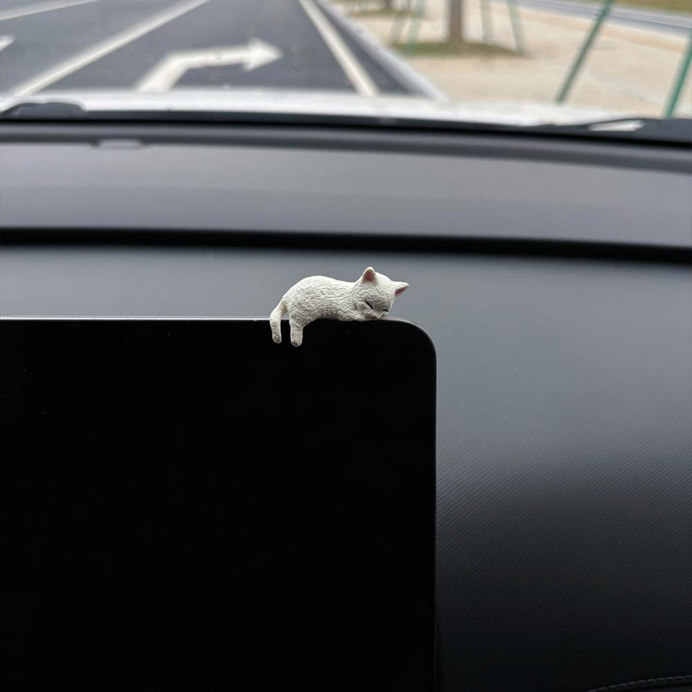 Car Landscape Cat Ornaments Sleeping Cat Car Interior Center Console Navigator Screen Decoration Home Decor Miniatures