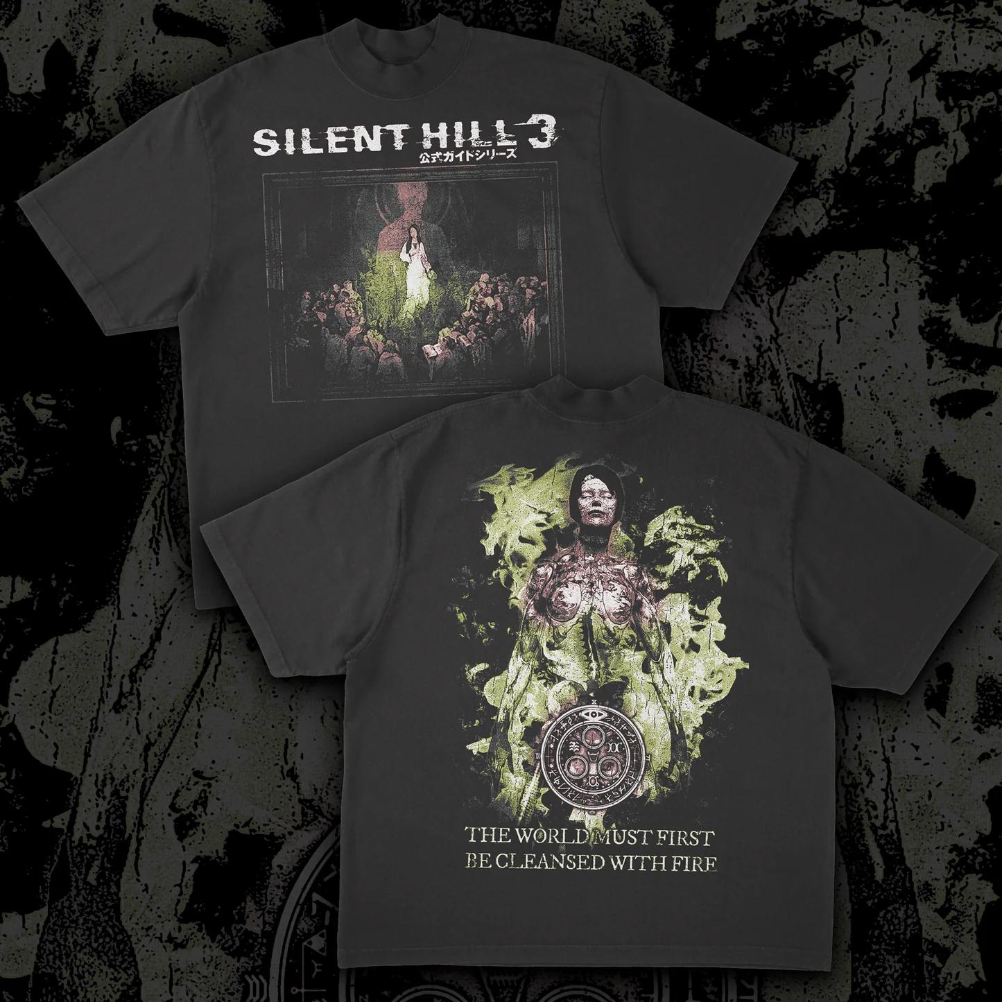 

Silent Hill 3 Cleaned with Fire Printed Pattern Short Sleeve Mens and Womens Summer Cotton Comfortable Loose Fashion Top 4XL
