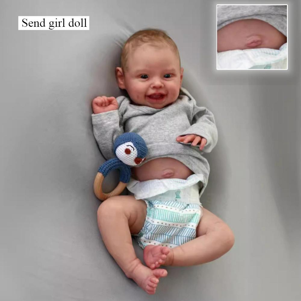 20'' 50cm Alive Reborn Babies Dolls Harper Full Vinyl Body Cute Smiling Face with Dimples Newborn Doll Hand 3D Painting Skin Realistic Simulation Doll