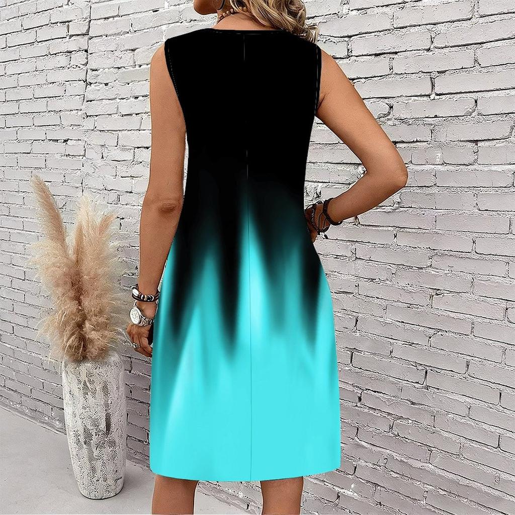 Plus Size V Neck Sleeveless Misty Canyon Waterfall Print For Wilderness Sightseeing Trip