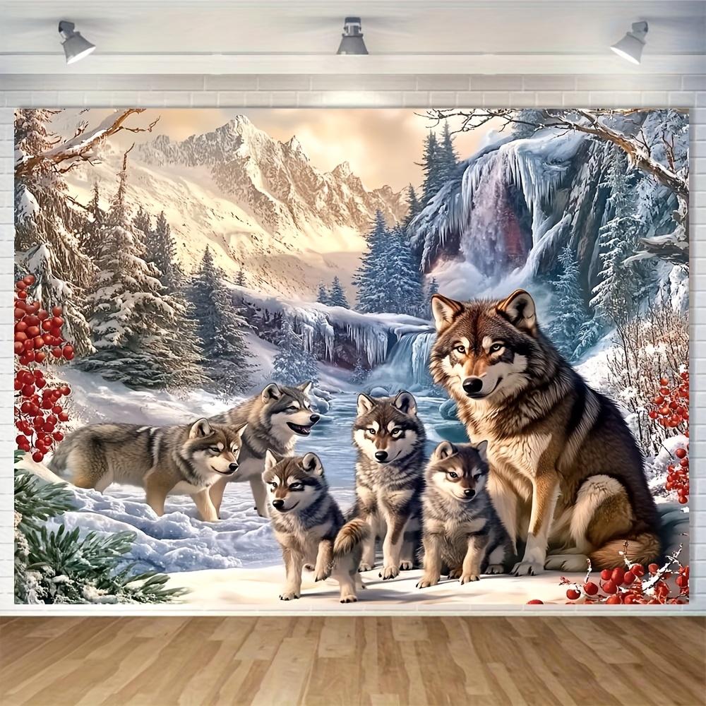 1Pcs Wolf In Snow Animal Theme Decoration Background Backdrop For Photo Studio Photo Booth Party