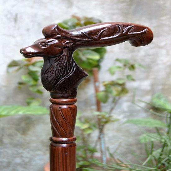 Reindeer Wooden Hand Carved Cane Artistic Hand Carved Walking Stick for Style and Support