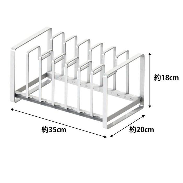 [Tower] Sink Bottom Frying Pan & Lid Stand White, Approx. W35 x D20 x H18cm