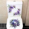 Hand Painted Purple Flowers Toilet Sticker Self-Adhesive Removable for Bathroom Home Decor