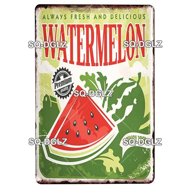 Fruits Metal Sign Bar Wall Decoration Tin Sign Vintage Metal Sign Vegetables Painting Plaques Art Fruit Poster