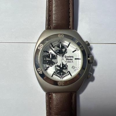 Used TIMEX Suntory Whiskey Collaboration Chronograph Men's Watch Brown