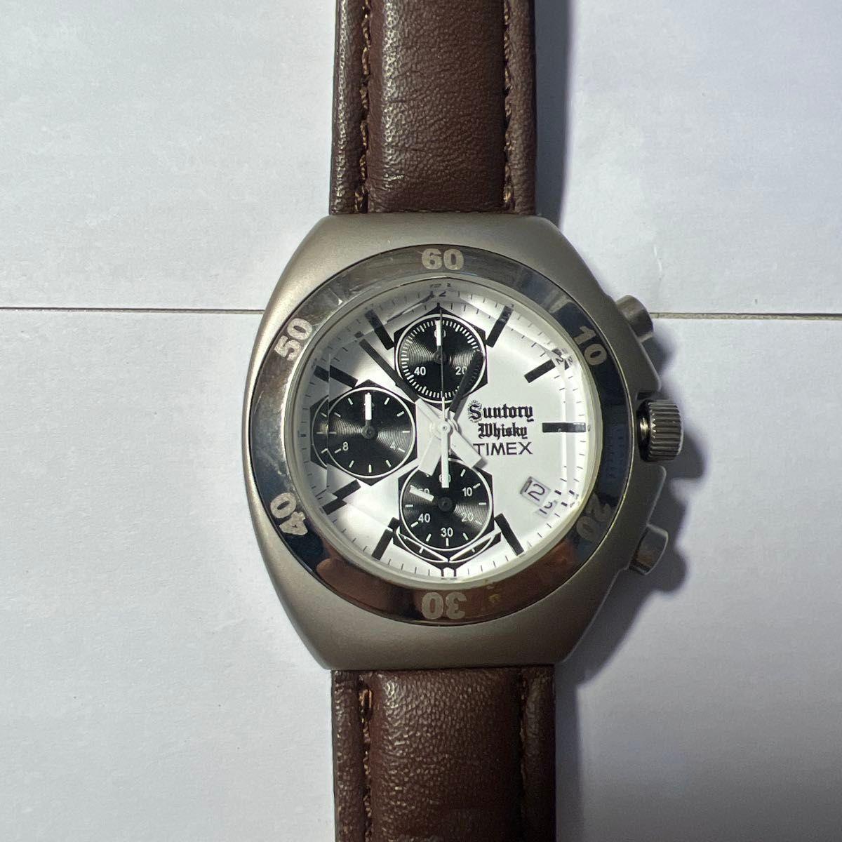 Used TIMEX Suntory Whiskey Collaboration Chronograph Men s Watch Brown