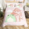 Frog Duvet Cover Set Cute Kawaii Cartoon Frog Pattern King Queen Size Polyester Comforter Cover With Pillowcase For Kids Girls