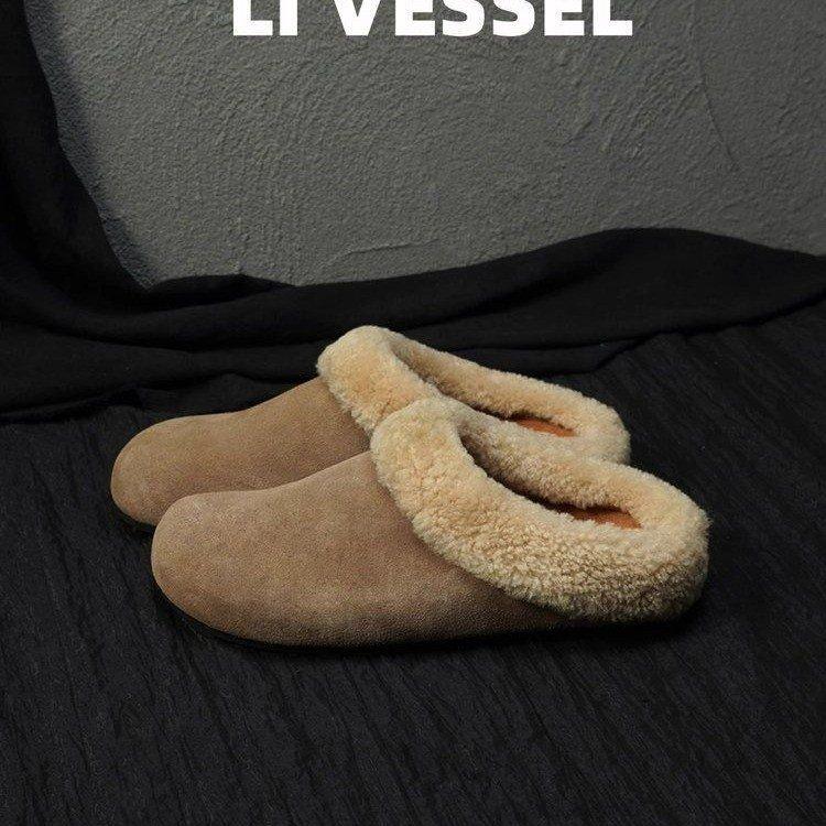 

Internet celebrity Mao Mao Baotou half slippers women s wear 2025 new autumn and winter velvet home soft bottom pregnant women Boken cotton drag 35