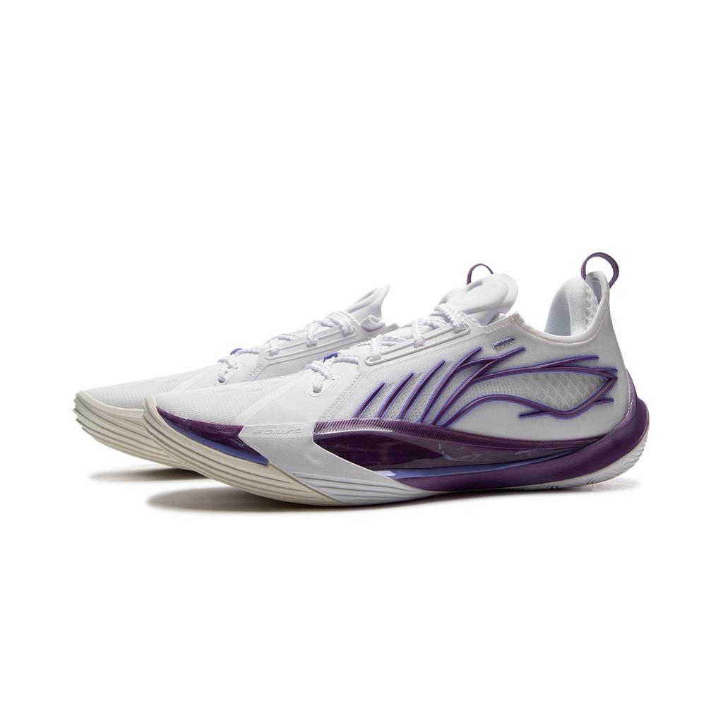 Nuevas Zapatillas de Baloncesto LiNing Sonic 13 Antideslizantes Resistentes al Desgaste Caña Baja Hombre Blanco Morado ABAV025-7