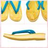 Edoten Geta Sandals, Yellow Tatami, Sponge Sole, Cushioned and Comfortable for Legs and Back, Made In Japan, Women's, Oval, Light Blue Strap, Size LL