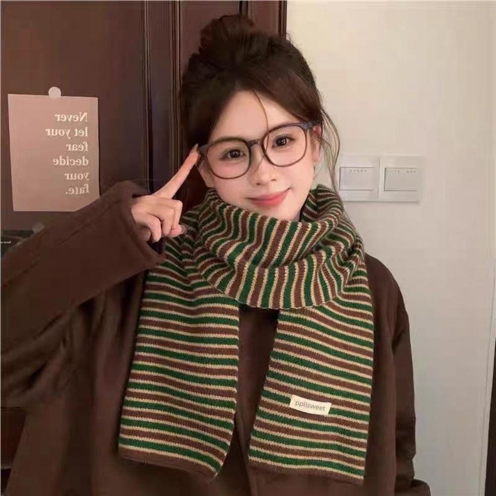 Knitted Fabric Warm Winter Scarf Soft Texture Stripe Scarf Warm Couple Scarf For Women