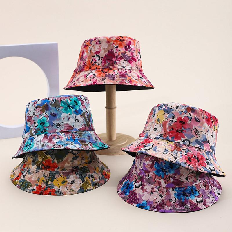 Spring Summer Floral Fisherman Cap With Sunshade And Ventilation For Casual Wear