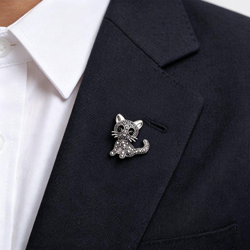 Zircon Crystal Cat Brooches Clothing Accessories Vintage Brooches Cat Badge Pins Gift