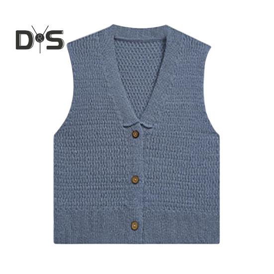 Women's Cropped Sweater Vest V Neck Button Down Crop Top Summer Casual Knit Sleeveless Cardigan for Teens Girls