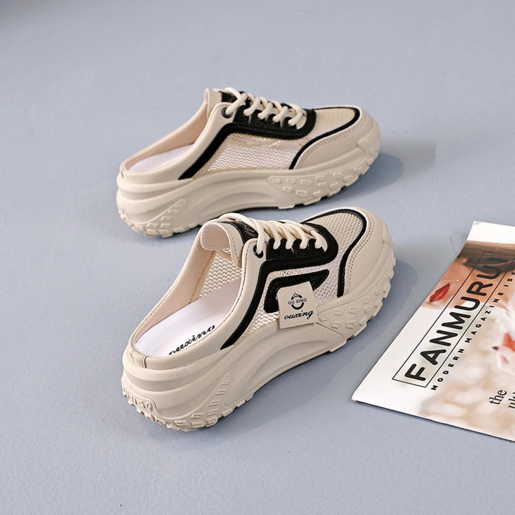 Lässige Halbschuhe Damenschuhe für Sommer-Outdoor-Bekleidung, Ein-Fuß-Faulschuhe, Sportschuhe, Mesh-Kühle Hausschuhe
