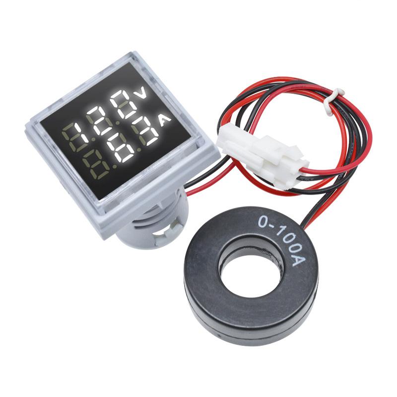 Mini Dual Display Voltmeter & Ammeter LED Digital Voltage Gauge AC 50-380V 0-100A Current Meter Durable Voltage Panel Tester