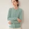 Women's Slim Fit Cashmere Cardigan - Round Neck, Lightweight, Loose Knit Sweater in Solid Color.