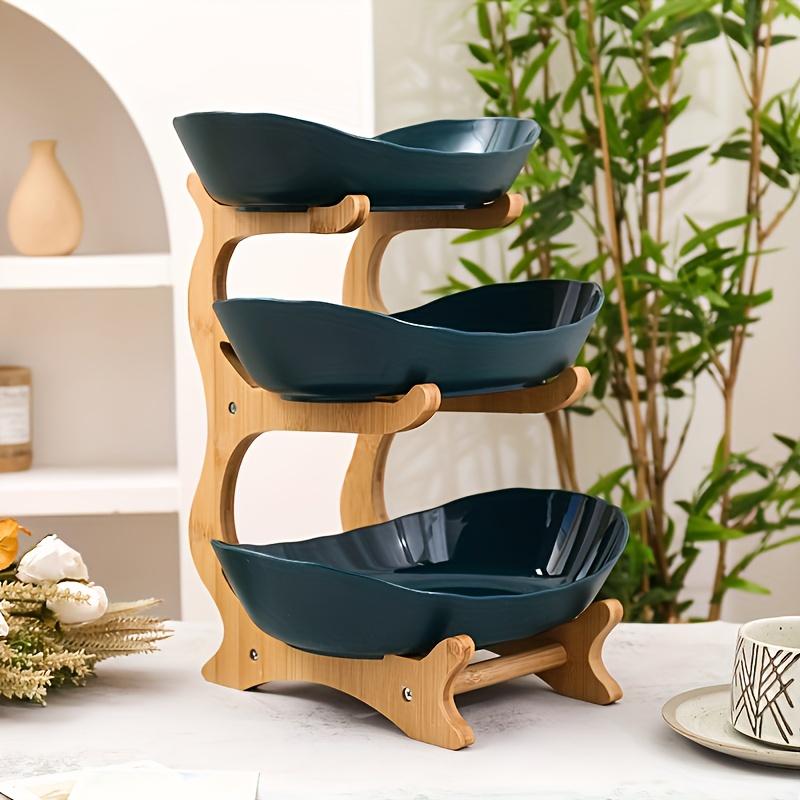 

KEMORELA Kitchen Countertop 2/3 Tier Fruit Basket, Plastic Fruit Bowl, Large Capacity Fruit Bowl Set, Fruit Bowl With Stand (White And Green) Two layers зелёный