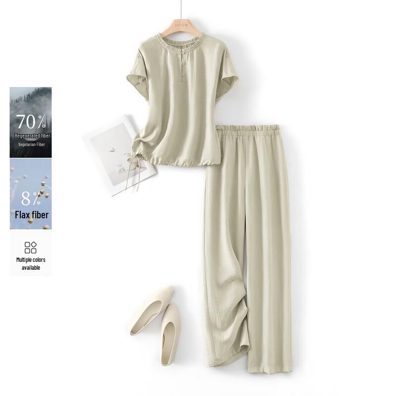 

IHIMI Women s Summer Batwing Sleeve Top & Wide-Leg Pants Set XL