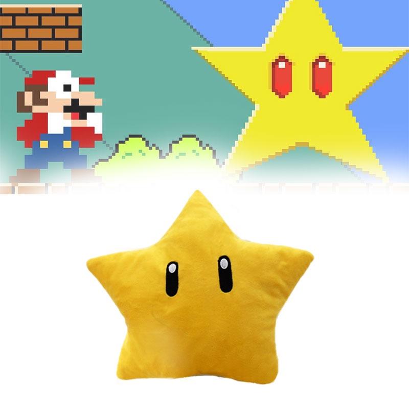 Super Mario Gelber Stern Plüschtier 30 cm Kurze Fellfigur