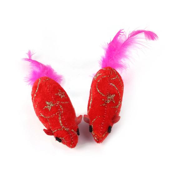 Cat Toy Built-in Catnip Plush Mouse Interactive Toy Cat Teaser Pet Feather Toy New Year Gift