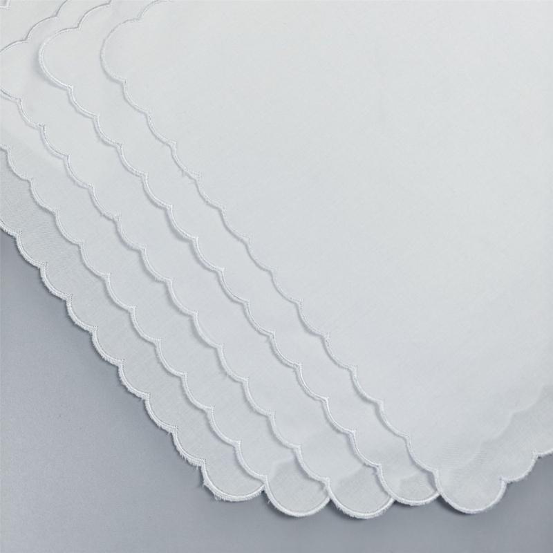 5/10Pieces White Embroidered Edge Cotton Handkerchiefs Soft Absorbent Reusable for Gym Office and Daily Use
