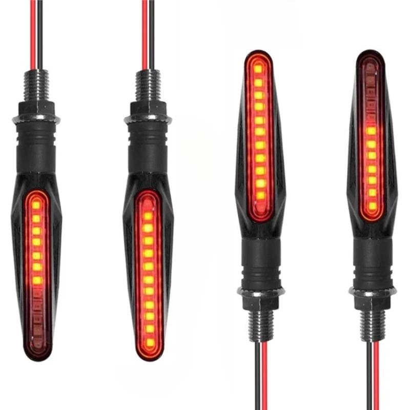 2PCS Universal LED Motorcycle Turn Signals - 12V IP68 Waterproof Amber Flasher Indicator Rear Lights