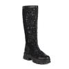Womens Chunky Sole Platform Ankle Boot With Round Toe Side Zip Mid Heel PU Leather Stylish Knee-High
