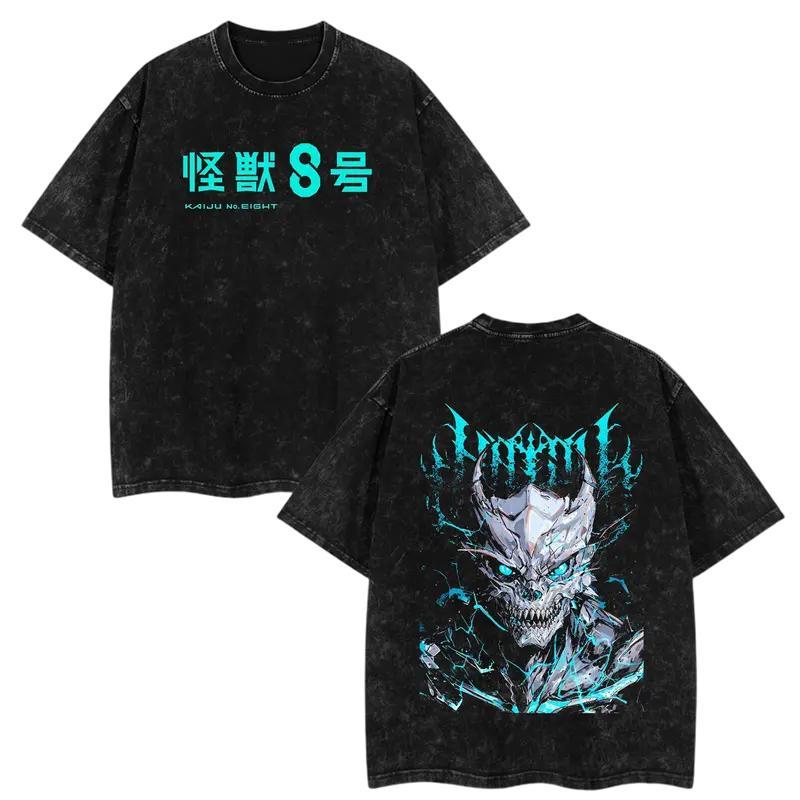 

Anime Kaiju NO Printed TShirt For Men Clothing Hip Hop Yk Vintage Washed Tshirt Pure Cotton Oversized Tees Streetwear S