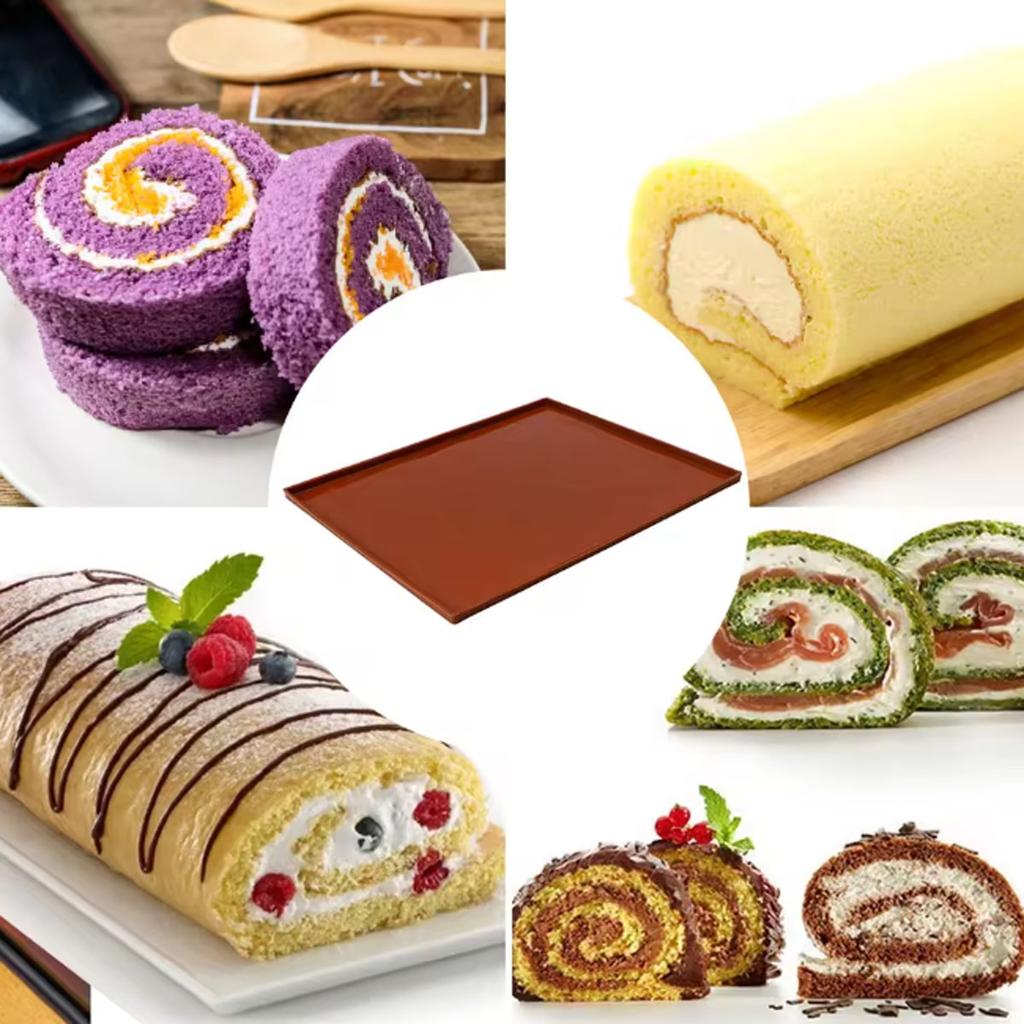 1 Stück-Multifunktionale Silikon Kuchenrollenmatte Backblech Pfanne Bemaltes Pad Gebäck Biskuitrolle Backform Werkzeug für Küche