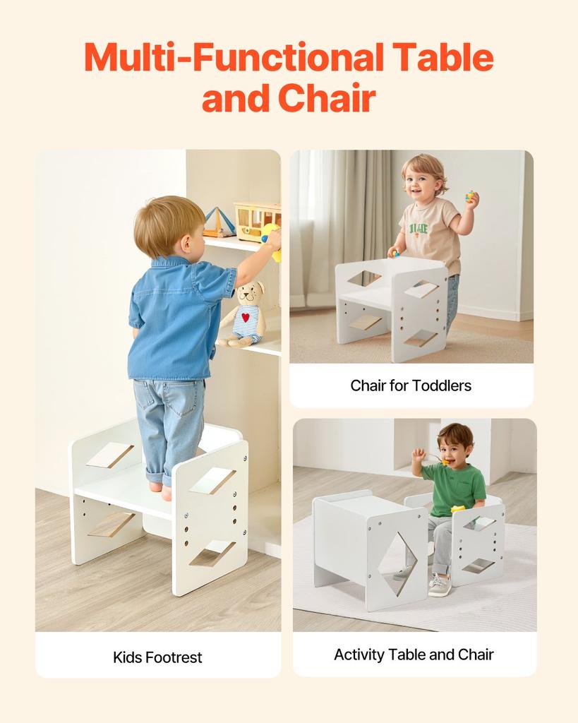 VEVOR Montessori Weaning Table and Chair Set, Wooden Toddler Table and Chair Set for Aged 1-5