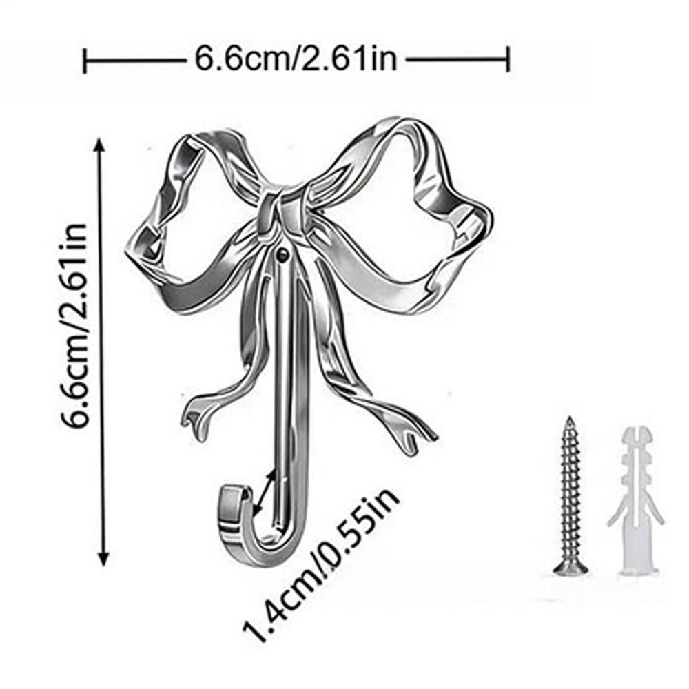 

2pcs Bowknot Wall Hook Rack Metal Towel Holder For Bathroom Bedroom Living Room Kitchen Elegant Home Decor Accessories