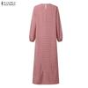 ZANZEA Women Muslim Casual Round Neck Long Sleeve Loose Polka Dot Print Dress