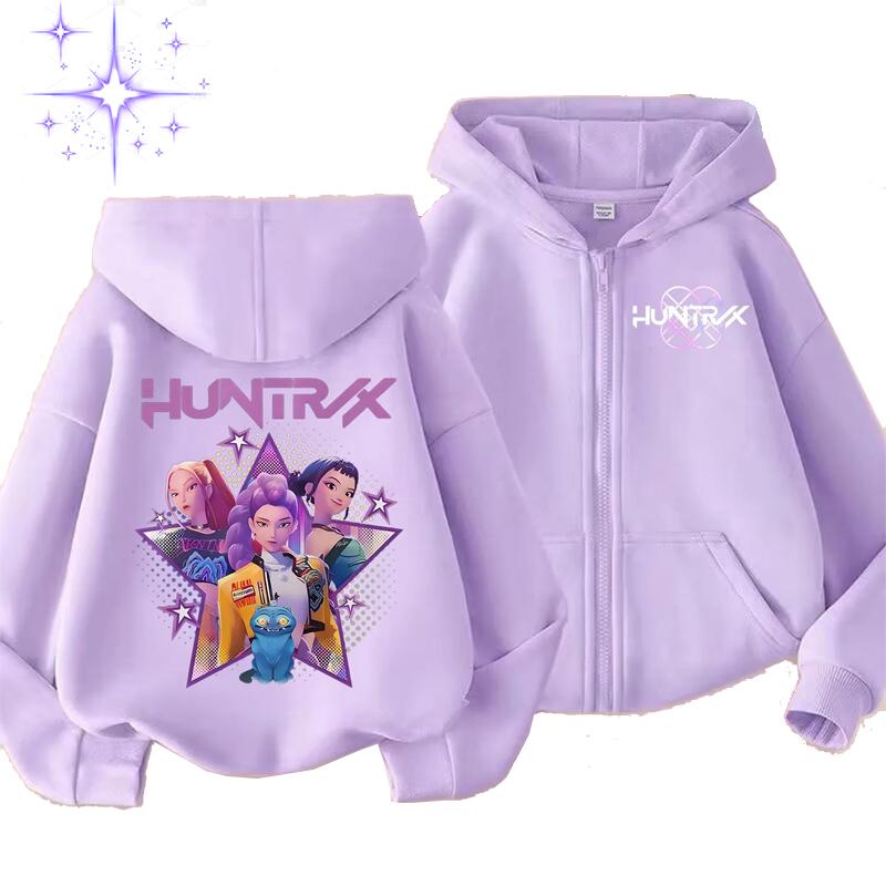 Kpop Dämonenjäger Reißverschluss Kapuzenpullover Kinder Rumi Zoey Cartoon Mode Reißverschluss Sweatshirt Junge Mädchen Lässige Oberteile Kinderkleidung Geschenk