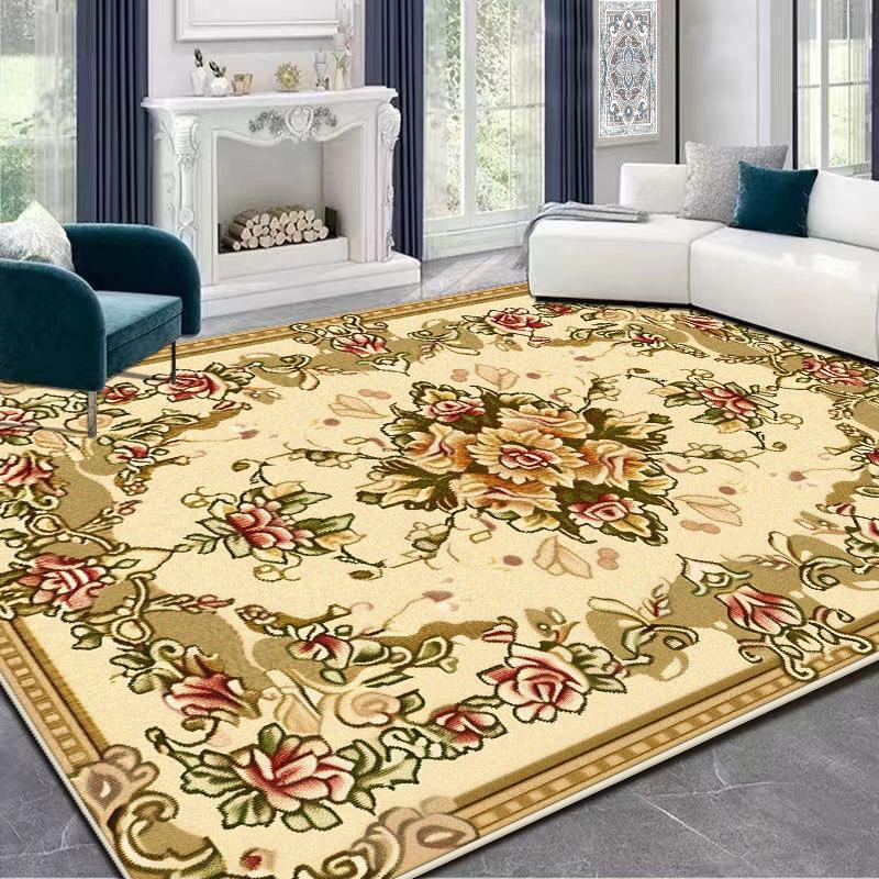 European Style Golden Large Living Room Carpets Luxury Decoration Washable Plush Bedroom Rug Lounge Tatami Non-slip Floor Mat