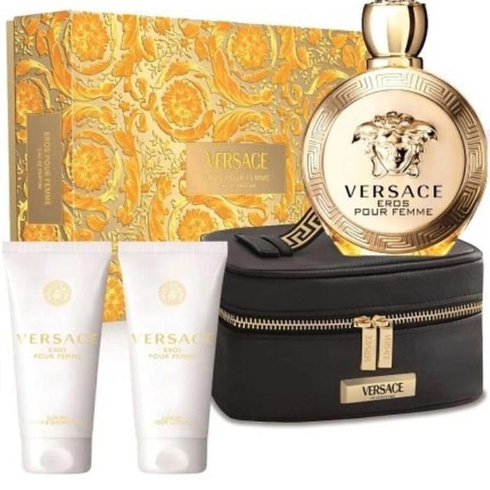 Versace Coffret Eros Pour Femme EDP 100ml + Lait Corps 100ml + Gel Douche 100ml + Sac